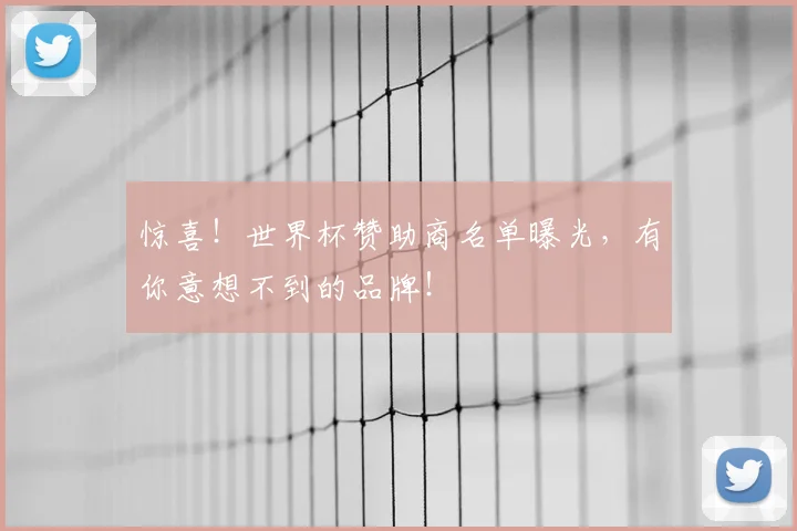 惊喜！世界杯赞助商名单曝光，有你意想不到的品牌！